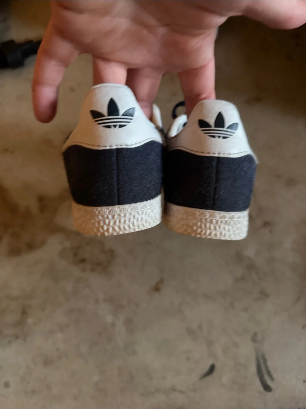 adidas girl’s Navy and White Suede Samba Sneakers